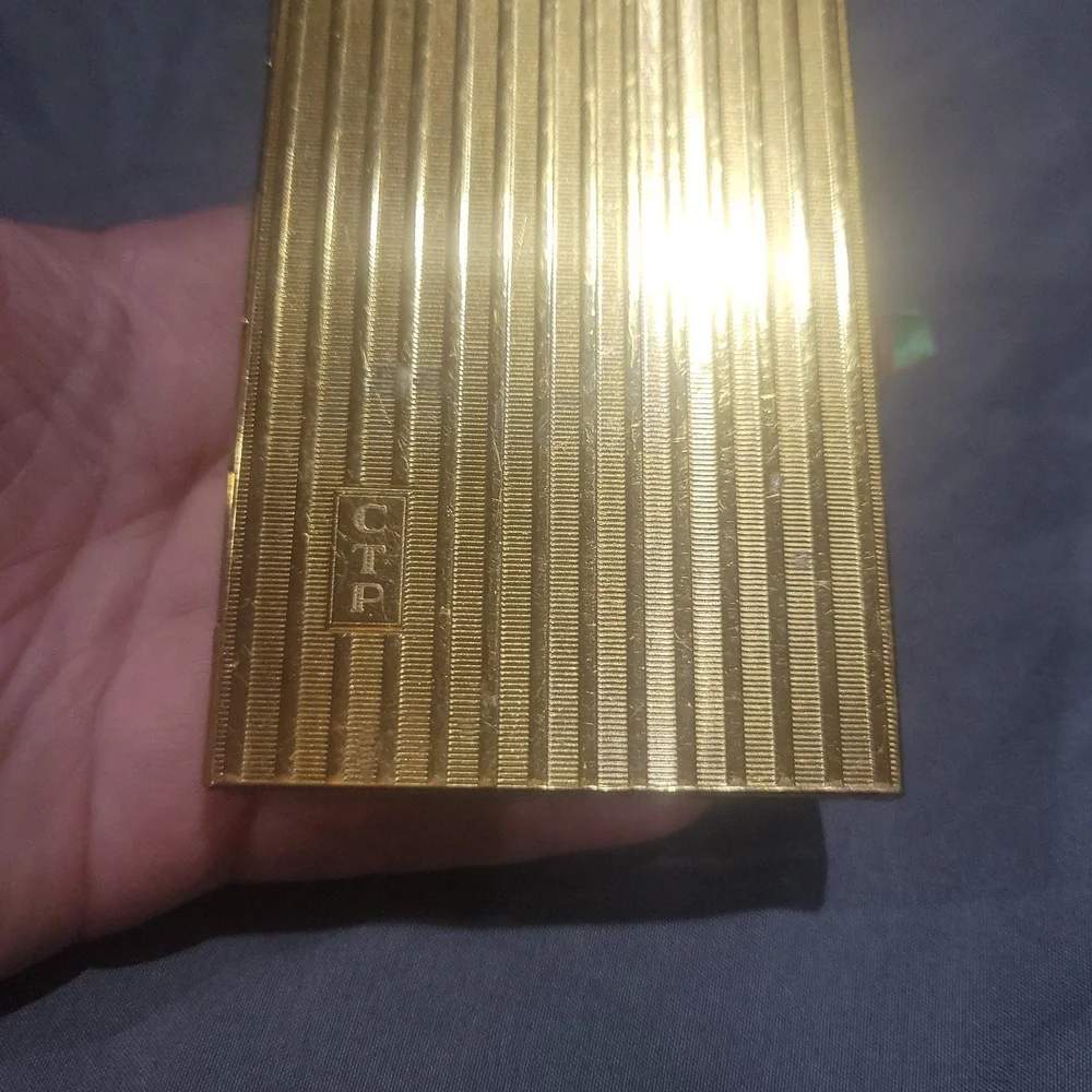 Vintage Art Deco Gold Tone Cigarette Case Holder Keeper CTP